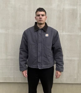 Carhartt Detroit Jacket Men 50 Gray Workwear Vintage Duck Canvas JQ1817 USA Logo - Picture 1 of 24