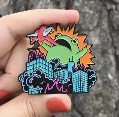 Frog Zilla Style Pin 1pc Rubber Backer Frog Zilla City Terror Frog FREE SHIPPING - Image 1 of 3