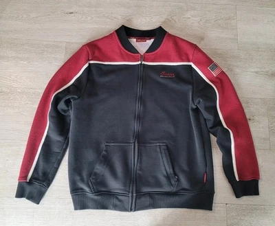 Indian мотоциклетная куртка женщин L Varsity полный молнии вышитый черный красный флис - Изображение 1 из 4