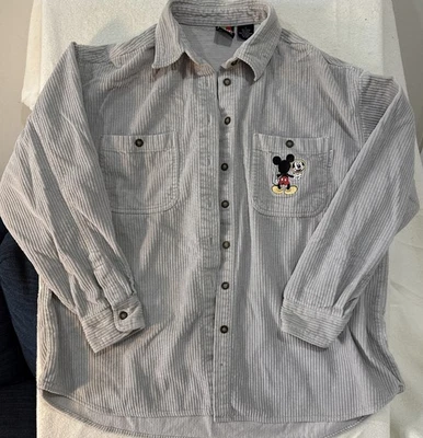 Винтажная футболка 90-х Mickey Mouse Unlimited Disney вельвет на пуговицах большой размер Wale - Изображение 1 из 4