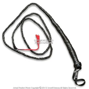Black Braided Genuine Leather 6 Foot 72" Long Bullwhip Weaved - Picture 1 of 3
