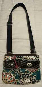 Vintage Fossil Key-Per Floral Coated Canvas Crossbody Purse Handbag Shoulder - Picture 1 of 15