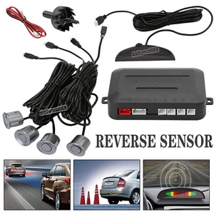 4 Car Auto Reverse Parking Sensors Rear Radar Buzzer Alarm Kit LED Display Gray - Picture 1 of 12