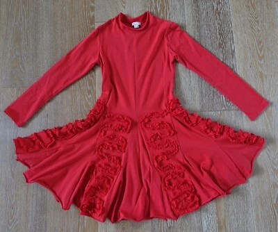 Vestido de férias Eliane et Lena meninas ROZA babado vermelho tamanho 10 em excelente estado usado - Imagem 1 de 4