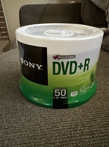 SONY DVD+R : 4.7 GB Optical Media ~ 50 Pack 50DPR47SP Factory Sealed NEW - Picture 1 of 2
