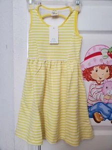 New Babee MeeLeR Kids Girl Sleeveless Soft Dress Size 6 Yellow White Stripe - Picture 1 of 7