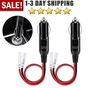 2Pcs 12-24V Fused Male Car Cigarette Lighter Adapter Socket Plug Connector Cable - Picture 1 of 9