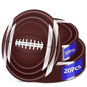 40pcs Football Party Paper Plates Set Disposable Sports Party Food Dinner Desser - Picture 1 of 9