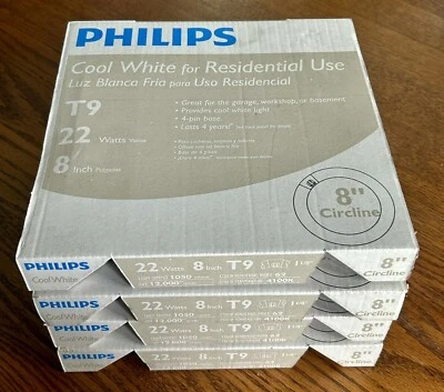 Lot (4) Philips FC8T9/COOL WHITE 22W Circular Fluorescent Lamp Bulb 8” 391169 - Image 1 of 4