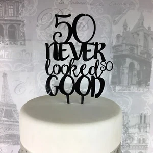 50 Aniversario Pastel Topper Acrílico Plástico Brillo Espejo 30 40 50 60 70 80 90 - Imagen 1 de 6