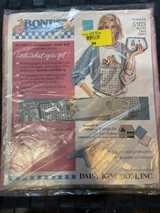 Vintage Boni's Bunnies & Bears Daisy Kingdom womens Oversize Shirt Kit 5103 - Picture 1 of 5