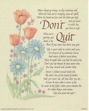 New 8x10 Wall Art Print Don't Quit Motivational Poem Flowers Wall Picture
