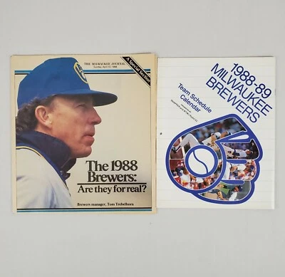 Milwaukee Brewers 1988-89 Team Calendar + Newspaper Preview Special Section MLB - Image 1 of 4