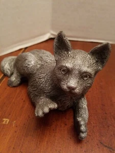 RELIC RESIN ART BROOKLYN NY SILVER CAT ART STATUE SCULPTURE BUST COLLECTIBLE - Picture 1 of 8