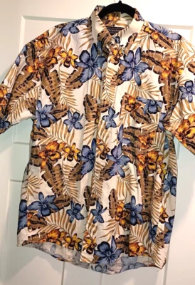 Camisa Vintage CROSSINGS Botón M Mediana Negra Crema Floral Foto 1 de 3