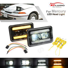 4X6"Switchback LED Square Lamp Headlight DRL Turn Signal Light For Mercury Capri