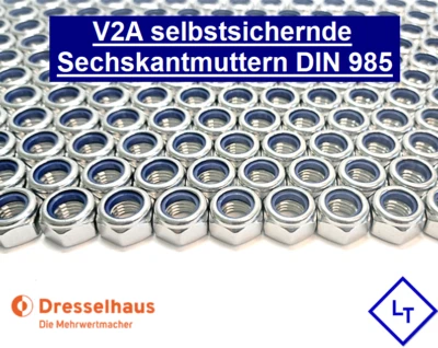 DIN 985 Edelstahl V2A A2 Selbstsichernde Muttern  M3 M4 M5 M6 M8 M10 M12 M16 M20 - Bild 1 von 4