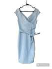 MUXXN Vintage 1950's Wrap Vneck Womens Blue Dress Size M