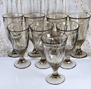 Set of 8 Noritake Retired Sweet Swirl Tawny Brown Footed Water/Tea Goblets  - Picture 1 of 7