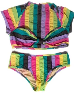 Emilio Pucci Designer Vintage Rainbow Bikini Cap Sleeve size 40 Italy US small - Picture 1 of 18