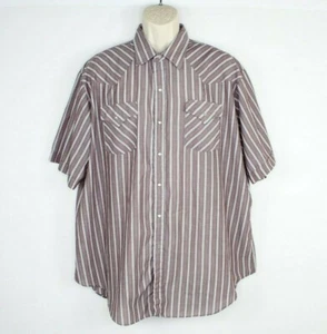 Ely Cattleman Button Snaps Shirt Mens 2xl Western Striped Short Sleeve Red Vtg - Picture 1 of 5