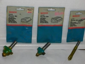 (3) BOSCH Router Bits;85592M, 85599,85428,Carbide Tipped, USA Made.(see details) - Picture 1 of 11