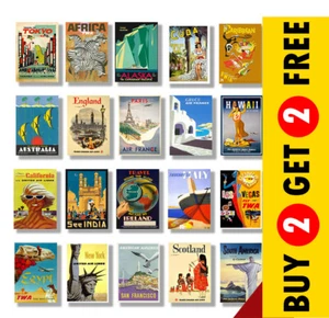 VINTAGE RETRO AIRLINE TRAVEL POSTERS A5 A4 A3 Prints 230gsm Paper/Card Wall Art - Picture 1 of 63