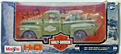 Harley Davidson 1948 Ford F1 camioneta 1942 Flathead motocicleta bicicleta Maisto Foto 1 de 4