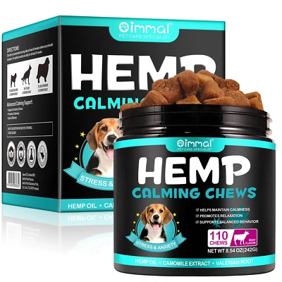 Hemp Chews DOG FOOD ANXIETY RELIEF CALMING TREATS for DOG Treat Chews -110x BEEF - Image 1 of 4