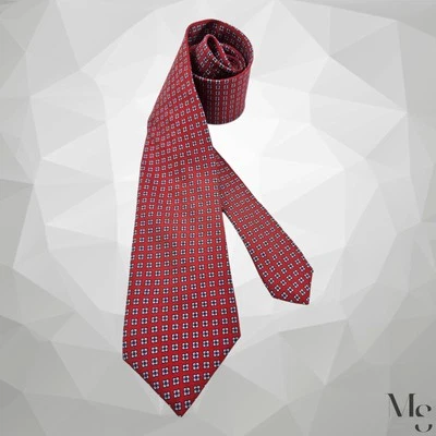Corbata de seda de lujo floral roja hecha en Italia 59"-3" EXCELENTE ESTADO Foto 1 de 4