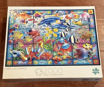 Buffalo Games Stained Glass Aquarium 2000 Piece Jigsaw Puzzle - Image 1 of 2