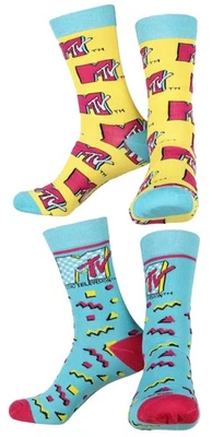 MTV Music Television Logo Adult Unisex 2 Pack Crew Socks - Image 1 of 3