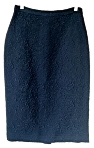 Hache Navy Midi Pencil Skirt EU 42 US Made Italy - Picture 1 of 12
