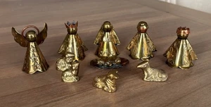 Christmas Nativity Figures - Mexico Brass Laton - Set of 10 - Picture 1 of 14