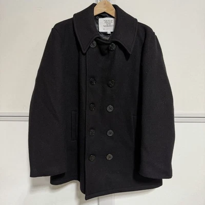 Abrigo Marina de los Estados Unidos Negro Lana Ancla Botones Edición Militar Chaquetón EE. UU. Para Hombres 42 Foto 1 de 4
