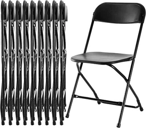 2-10 PCS Plastic Commercial Wedding Stackable Folding Chairs Party Event Black - Picture 1 of 46