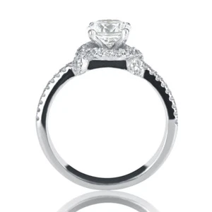 Anillo de compromiso de diamantes de corte redondo de belleza de 1,00 quilates H/vs1 oro blanco 14 K - Imagen 1 de 5