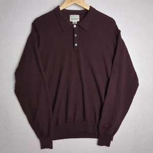 Alfani Italian Merino 100% Wool Mens Large Burgundy 1/4 Button Long Sleeve Shirt - Picture 1 of 3
