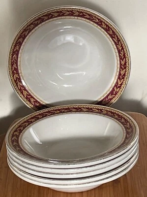 6x SAMPSON BRIDGWOOD - Dessert Bowls Red & Gold Rim - Image 1 of 4