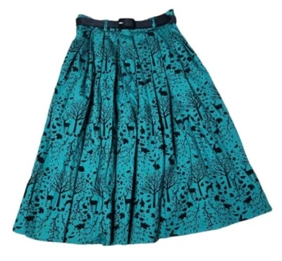 NUEVO CON ETIQUETAS Falda Hell Bunny XS Sherwood Bosque Columpio Verde Negro Terciopelo Otoño/Otoño  Foto 1 de 4