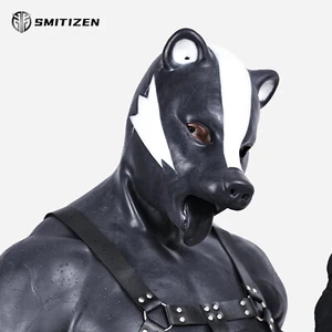 Smitizen Silicone Skunk Mask Simulation Animal Full Monster Hood for BDSM Cos - Picture 1 of 12