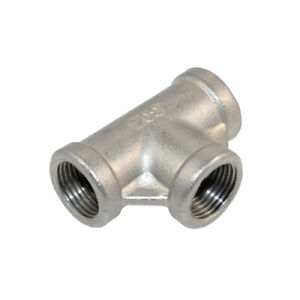 3/8" inch BSP Tee 3 way Female Stainless Steel 304 Threaded Pipe Fitting Adapter
