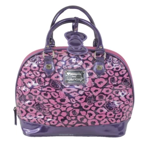 Loungefly Loves Hello Kitty Pink & Purple Leopard Print Domed Sathel Bowler Tote - Picture 1 of 17