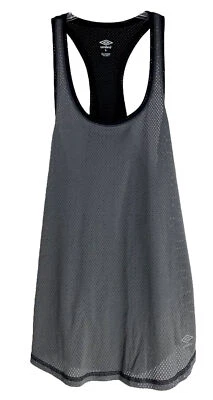 Camiseta sin mangas Umbro Racerback para mujer fútbol sin mangas malla negra gris talla: L Foto 1 de 4