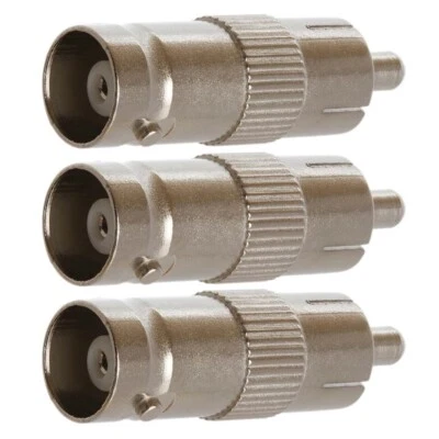 3x BNC Female Jack to RCA Male Plug Coax Cable Adapter CCTV Coupler Connector - Image 1 of 3