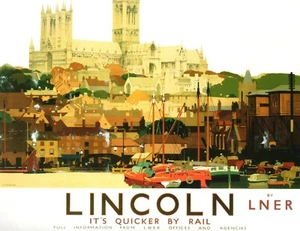 LNER PROMOTING RAILWAY HOLIDAYS IN LINCOLN 1924 FINE POSTER PRINT MOUNTED - Picture 1 of 1