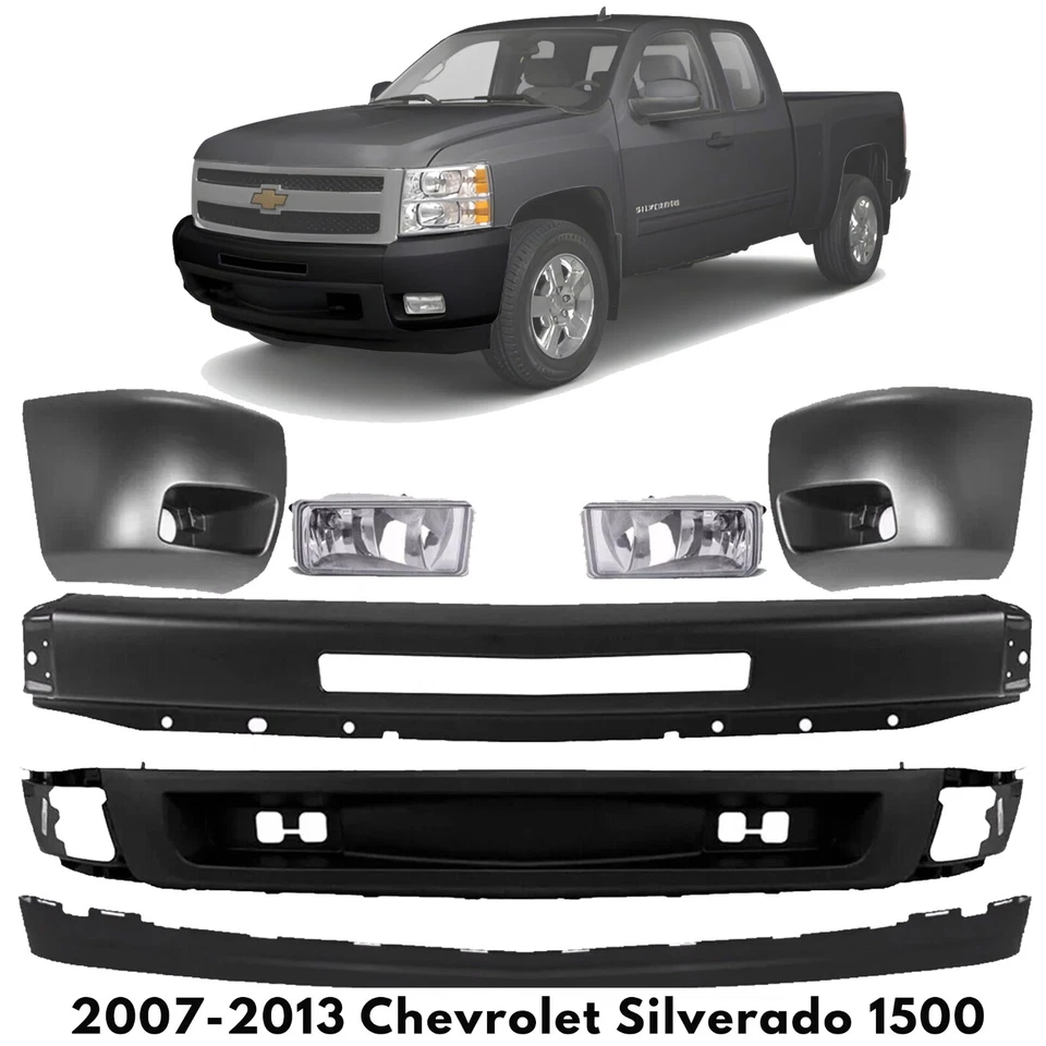 Front Bumper Kit With Fog Lights Set For 2007-2013 Chevrolet Silverado 1500 Foto 1 de 4