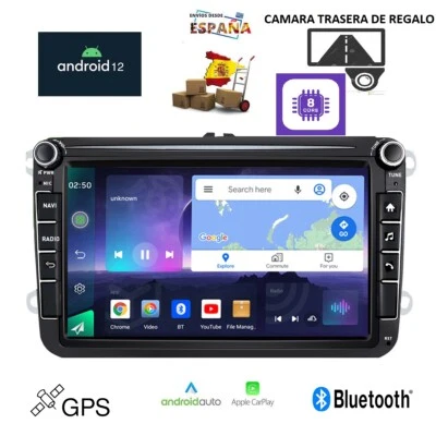 RADIO 8" VW GOLF 5-6 PASSAT POLO TIGUAN - ANDROID 12 - OCTACORE - GPS - CARPLAY - Imagen 1 de 4