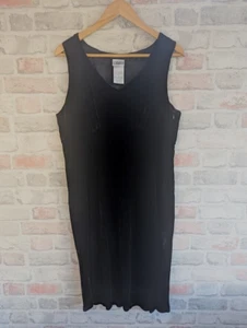 Laura Ashley Black Velvet Dress Size UK 16 Sleeveless Classic LBD Vintage - Picture 1 of 10