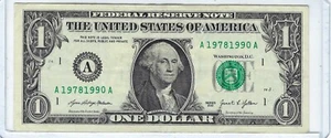 Banconota banconota da 1 dollaro 2021 TOMBSTONE numero di serie A19781990A RIP 1978 - 1990 - Foto 1 di 2